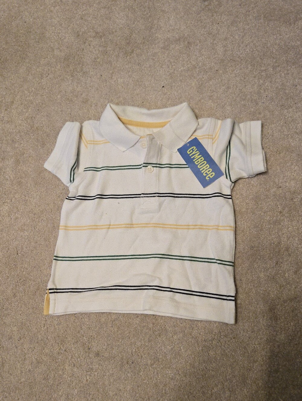 NWT Gymboree White/Yellow/Green/Blue Striped Polo Size 6-12 Months
